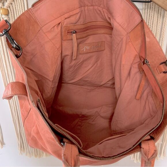 FREE PEOPLE Leslie Leather Tote Tiger Red Bag - Picture 4 of 16